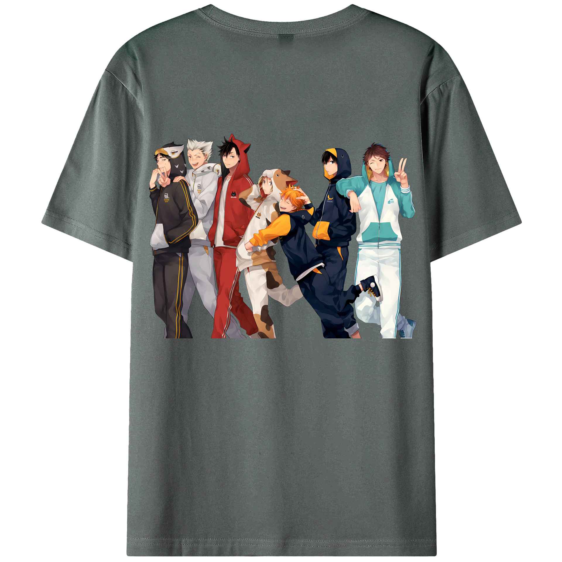 （画像用） ハイキュー!! Haikyu!! 綿100％ メンズ半袖Tシャツ（バックプリント） 通気性